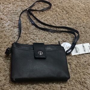 Vintage Giani Bernini Black Pebbled Crossbody Bag